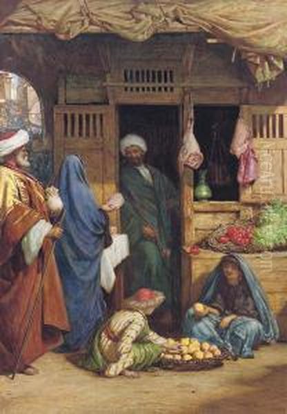 A Fruit Market, Suez Oil Painting by Henry Wallis