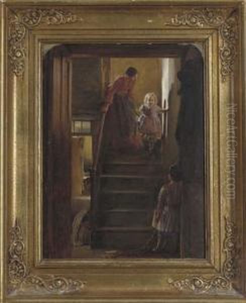 First Steps On The Stairs Oil Painting by Henry Wallis