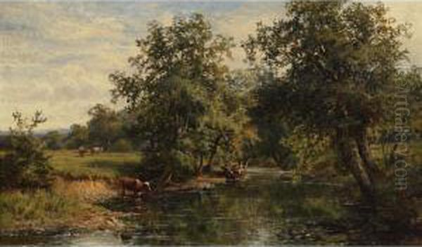 On The River Mole, Norbury, Surrey Oil Painting by Walter Wallis