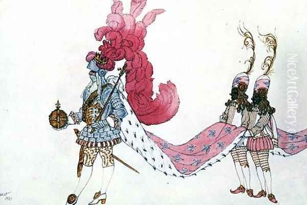 Costume design for The King with His Pages, from Sleeping Beauty, 1921 Oil Painting by Leon Samoilovitch Bakst