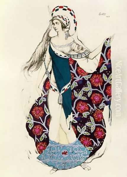 Costume design for a woman, from Judith, 1922 Oil Painting by Leon Samoilovitch Bakst