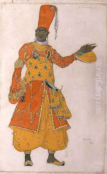 Costume design for one of the three eunuchs for 'Scheherazade', 1910 Oil Painting by Leon Samoilovitch Bakst