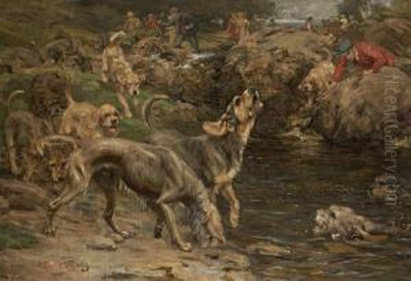 The Otter Hunt Oil Painting by William Walls