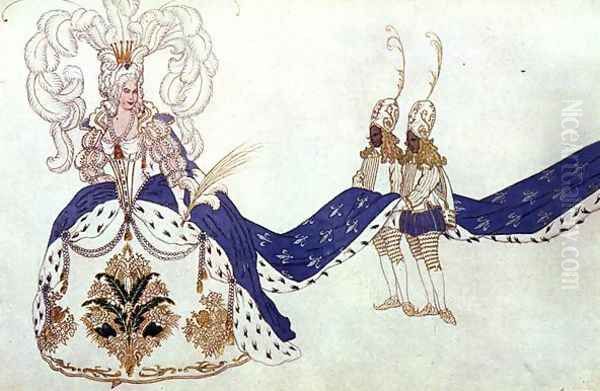 Costume design for The Queen and Her Pages, from Sleeping Beauty, 1921 Oil Painting by Leon Samoilovitch Bakst