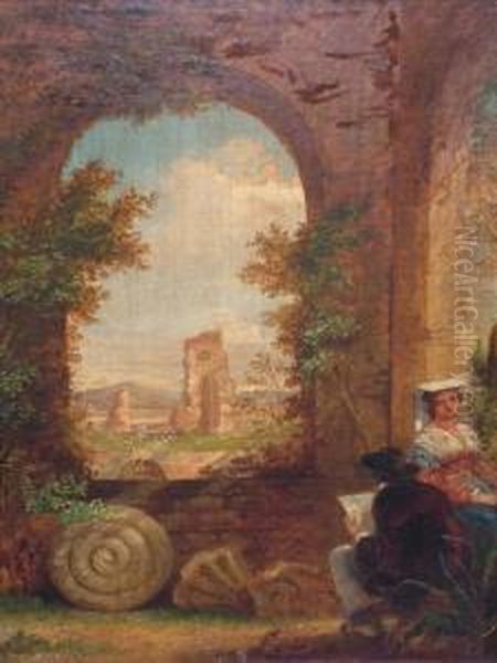 View In Thegarden Of The Villa Mills, Rome Oil Painting by Frederik Walmisley