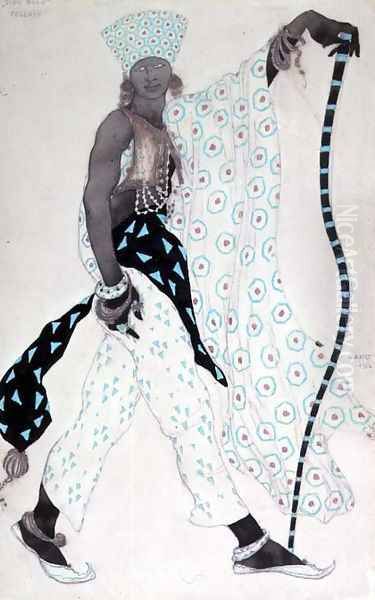 Costume design for `Le Pelerin' : Blue God, 1912 Oil Painting by Leon Samoilovitch Bakst