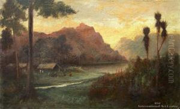 Maori Settlement Oil Painting by Emma Marie Walrond