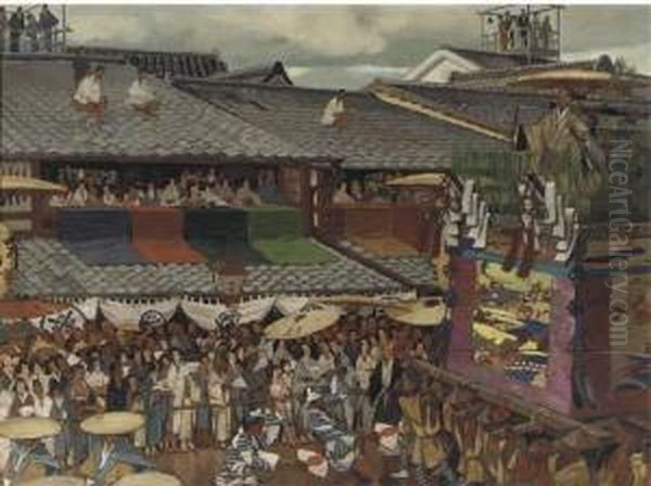 Fest In Kioto - Festivities In Kyoto Oil Painting by Karl Walser