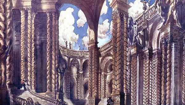 Scenery design for the Betrothal, from Sleeping Beauty, 1921 (2) Oil Painting by Leon Samoilovitch Bakst