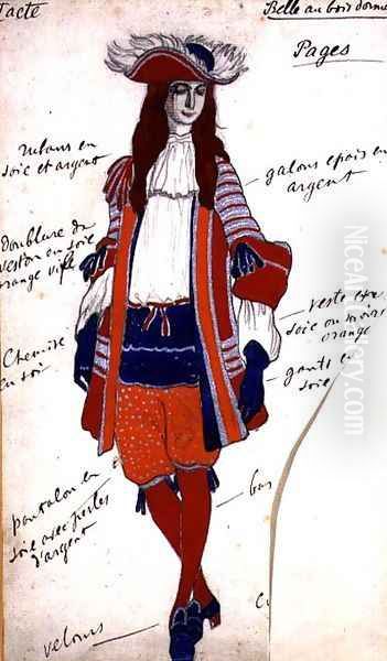 Costume Design for The Page in 'The Sleeping Princess', c.1921 Oil Painting by Leon Samoilovitch Bakst