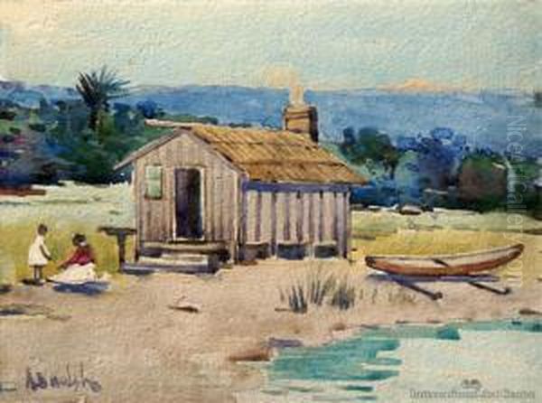 Boathouse, Rotorua Oil Painting by Arthur Wilson Walsh