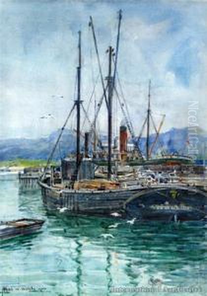 Westport Wharf Oil Painting by Arthur Wilson Walsh