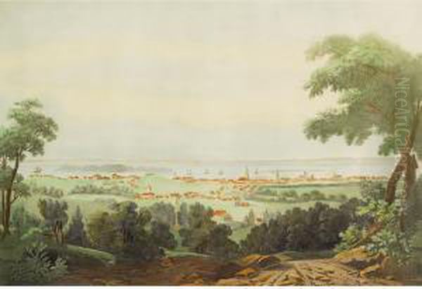 A View Of The City Of Montreal & The River St. Lawrence From The Mountain Oil Painting by Edward Walsh