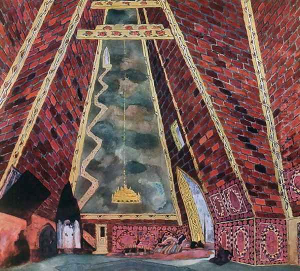 Scenery design for Thamar, 1912 Oil Painting by Leon Samoilovitch Bakst