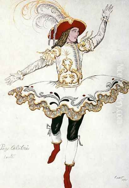 Costume design for The Pageboy of the Fairy Humming Bird, from Sleeping Beauty, 1921 Oil Painting by Leon Samoilovitch Bakst