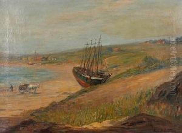 Low Tide At Eastport, Maine Oil Painting by Charles E. Waltensperger