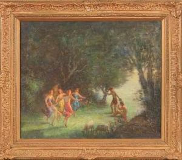 Dancing Nymphs Oil Painting by Charles E. Waltensperger