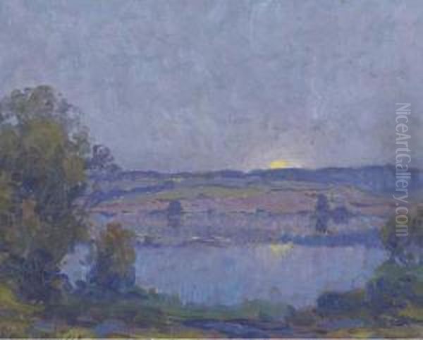 Early Moon Rise Oil Painting by Christian Walter