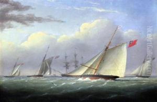 Racing Cutters In The Solent Oil Painting by Joseph Walter