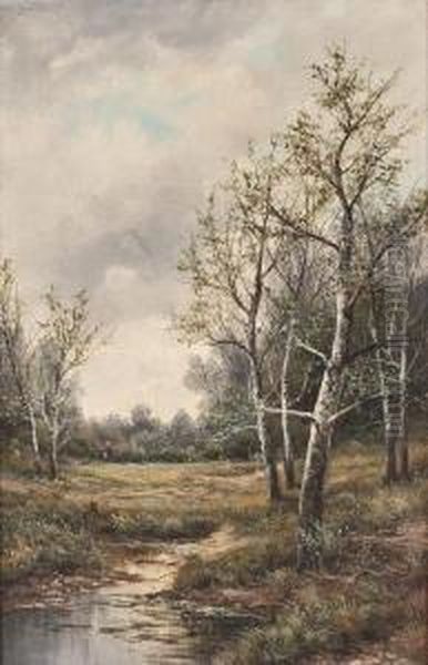 Birken Im Moor Oil Painting by Alfred Walter Williams