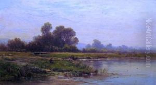 The River Mole, Near Betchworth Surrey Oil Painting by Alfred Walter Williams