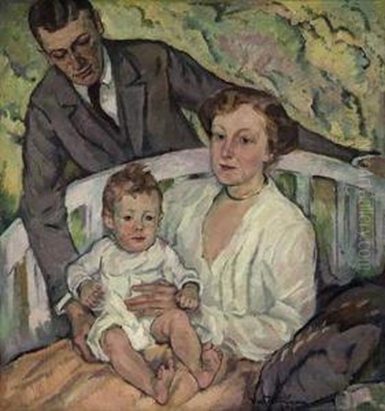 The Family Oil Painting by Johannes Walter-Kurau