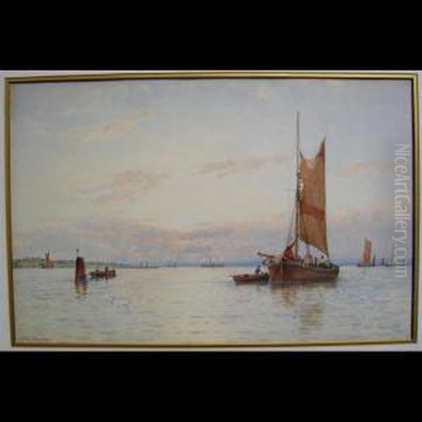 Shrimp Boat Off Sheppey Oil Painting by George Stanfield Walters