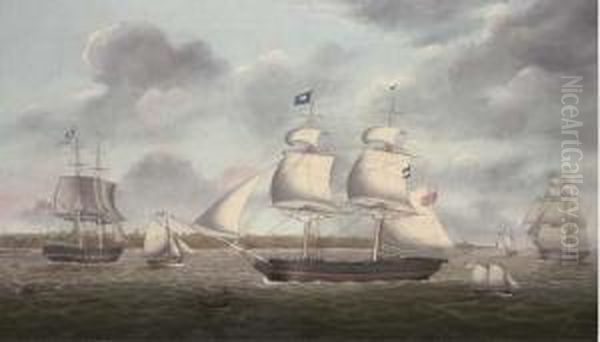 The Brigs Mariote And Margaret In The Mersey Off The Wirral Oil Painting by Miles Walters