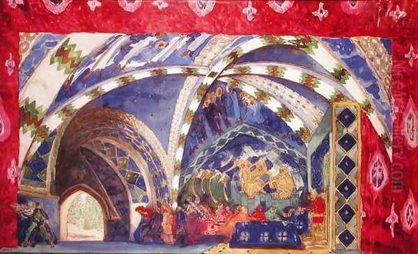 Set Design for 'La Pisanelle, Ou La Mort Parfumee' Oil Painting by Leon Samoilovitch Bakst