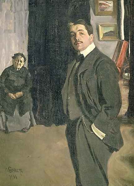 Portrait of Sergei Pavlovich Diaghilev (1872-1929) with his Nurse, 1906 Oil Painting by Leon Samoilovitch Bakst