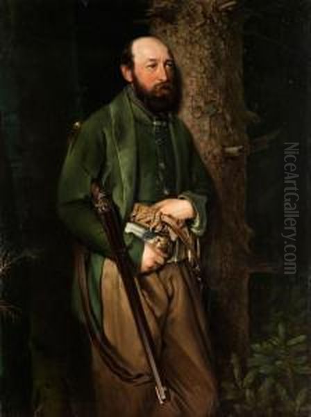 Koniglich Sachsischer Oberforstinspektorludwig Von Schonberg Oil Painting by Gustave Walther