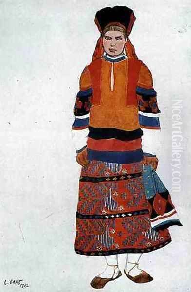 Costume design for a Peasant Girl, 1922 Oil Painting by Leon Samoilovitch Bakst