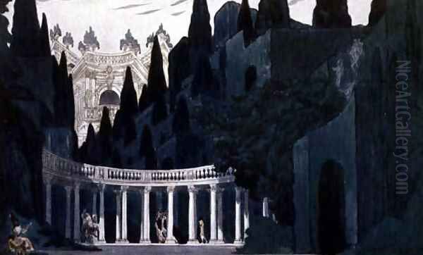 Scenery design for the Royal Garden, from Sleeping Beauty, 1921 Oil Painting by Leon Samoilovitch Bakst