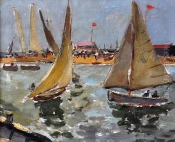  saturday Sailingon The Derby  Oil Painting by Allan Walton