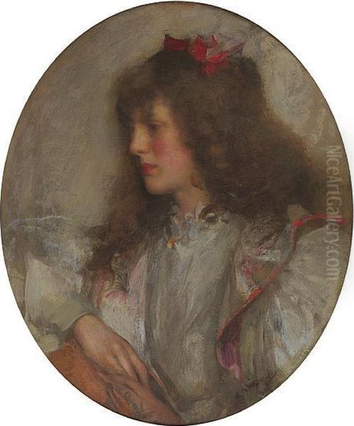 The Red Ribbon Oil Painting by Edward Arthur Walton