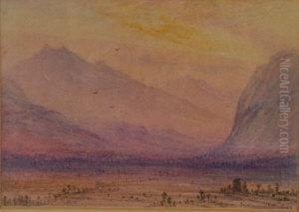 A Mountain Landscape At Sunset Oil Painting by Elijah Walton