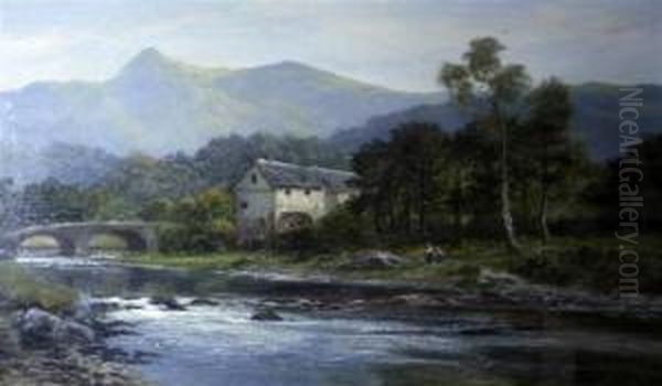 Beddgelert Mill, N.wales Oil Painting by Henry Walton