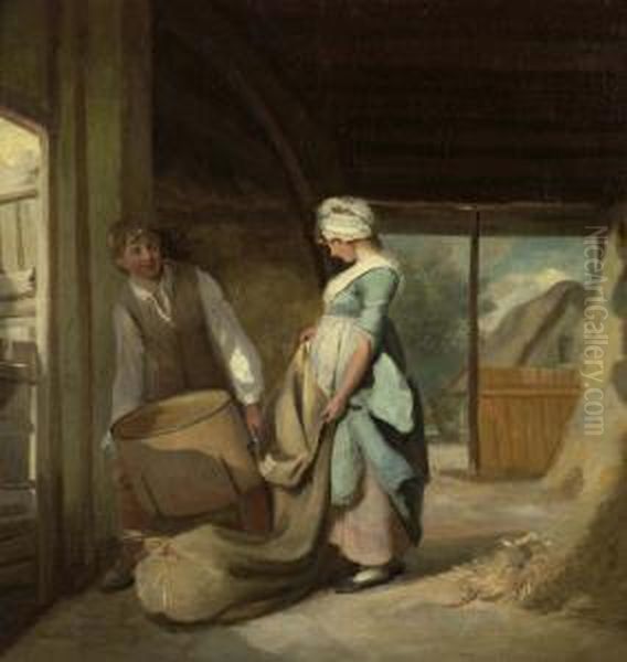 The Barn Girl. Oil Painting by Henry Walton