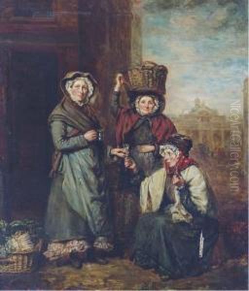 Street Vendors, Covent Garden Oil Painting by Henry Walton