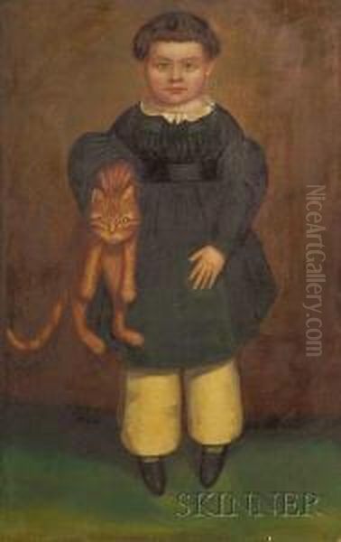 Portrait Of A Boy With His Cat Oil Painting by Henry Walton