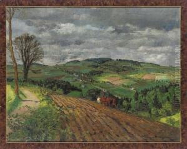 Ploughing The Fields Oil Painting by Hugo Walzer