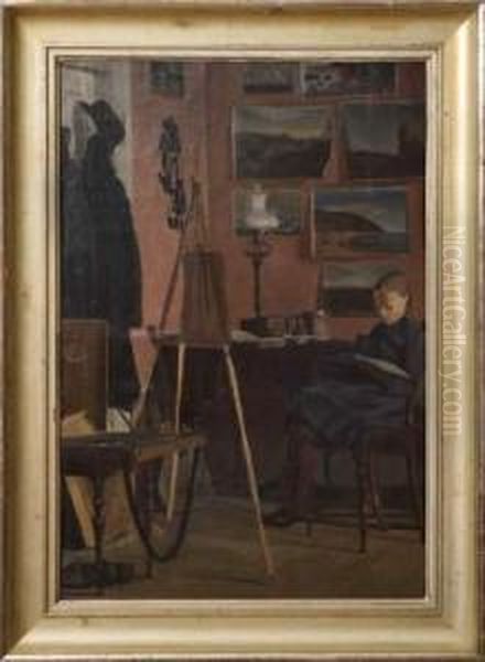 Interieur Fra Kunstnerens Hjem Oil Painting by William Wandahl