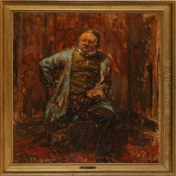 Portrait Of A Thepainter Kristian Zahrtmann Oil Painting by Sigurd Wandel