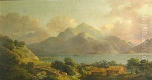 A Mountainous Landscape With A Lake In Theforeground, Thought To Be Ben Lomond, Scotland Oil Painting by Juan Buckingham Wandesforde