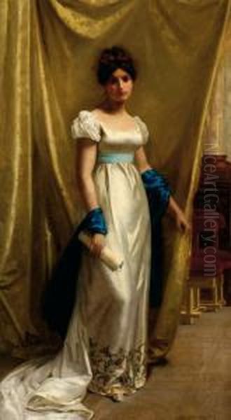 Young Woman In Evening Gown Oil Painting by Marie Wandscheer