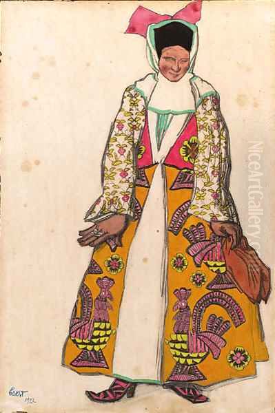 Costume Design for Moskva - Woman Oil Painting by Leon Samoilovitch Bakst