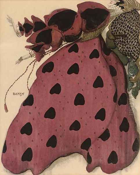 Costume design for a lady in red Oil Painting by Leon Samoilovitch Bakst