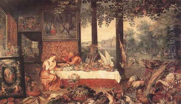 The Sense of Taste 1618 Oil Painting by Jan The Elder Brueghel