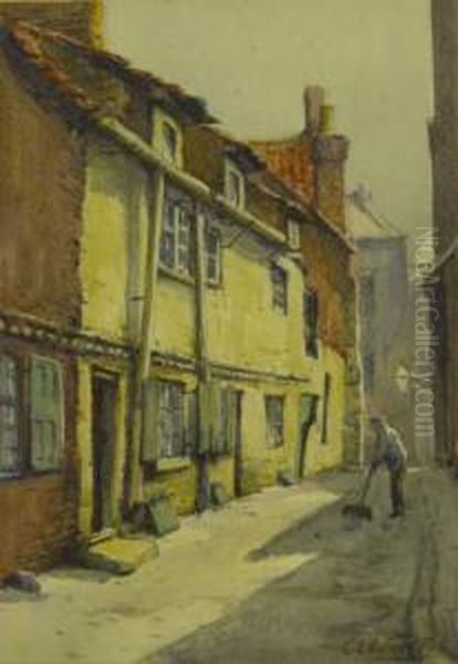 'porretts Lane Sandside Scarborough' And 'dog And Duck Inn Sandside' Oil Painting by Charles Edward Wanless