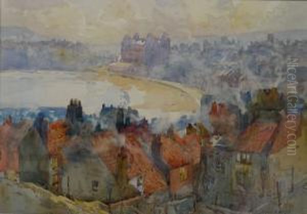 Overlooking The Old Town Scarborough Oil Painting by Harry Wanless